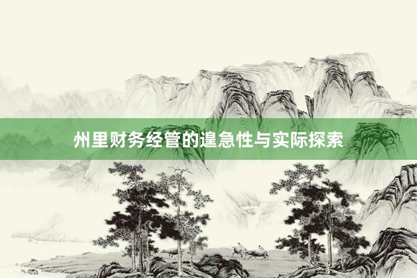 州里财务经管的遑急性与实际探索