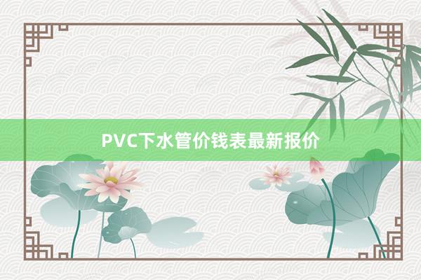 PVC下水管价钱表最新报价